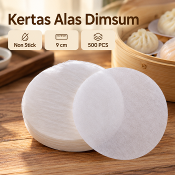 Bhina Kertas Alas Kukus Dimsum Bakpau Food Grade Non Stick 500 PCS - 9cm White