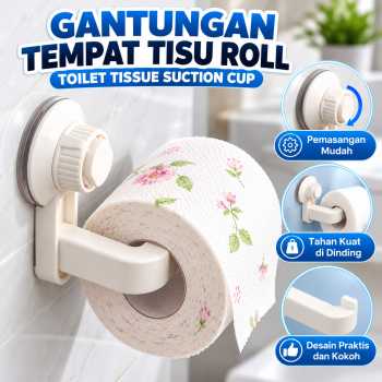 HOUSEEN Tempat Tisu Gantungan Roll Toilet Kamar Mandi Suction Cup - HJ80