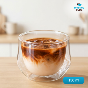 One Two Cups Gelas Kaca Borosilikat Aesthetic Kopi Double Wall Glass - 150ml Transparent