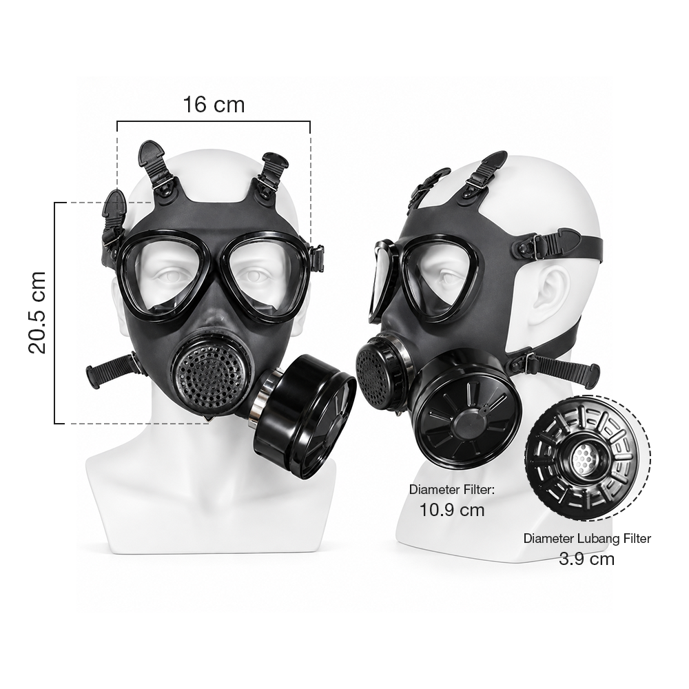 Gambar produk Tecto Masker Gas Respirator Full Face Pollution Protection with Filter - MF87 - 7