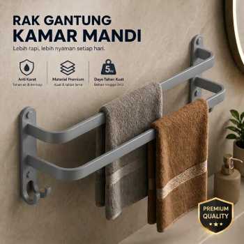 GUMI Rak Dinding Kamar Mandi Gantungan Handuk Double Layer - GM50