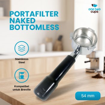 One Two Cups Bottomless Naked Portafilter Stainless 54mm for Breville - Black