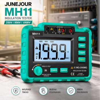 JUNEJOUR Digital Megger Megohmmeter 250/500/1000V 2000 Mega Ohm - Green
