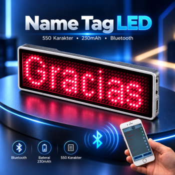 DIYMORE Name Tag LED Mini Board Portable 230mAh with Bluetooth - Red