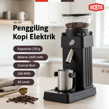 Trieste Penggiling Kopi Elektrik Coffee Conical Grinder 2600mAh 110W - HB-687