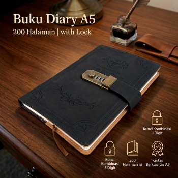 Toddi Buku Diary Notebook Catatan Jurnal A5 200 Halaman with Lock - TD-100