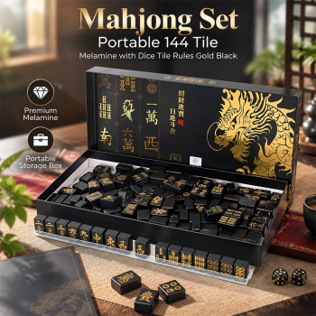 Toddi Mahjong Set Portable 20mm 144 Tile Melamine with Dice Tile Rules - 33BE