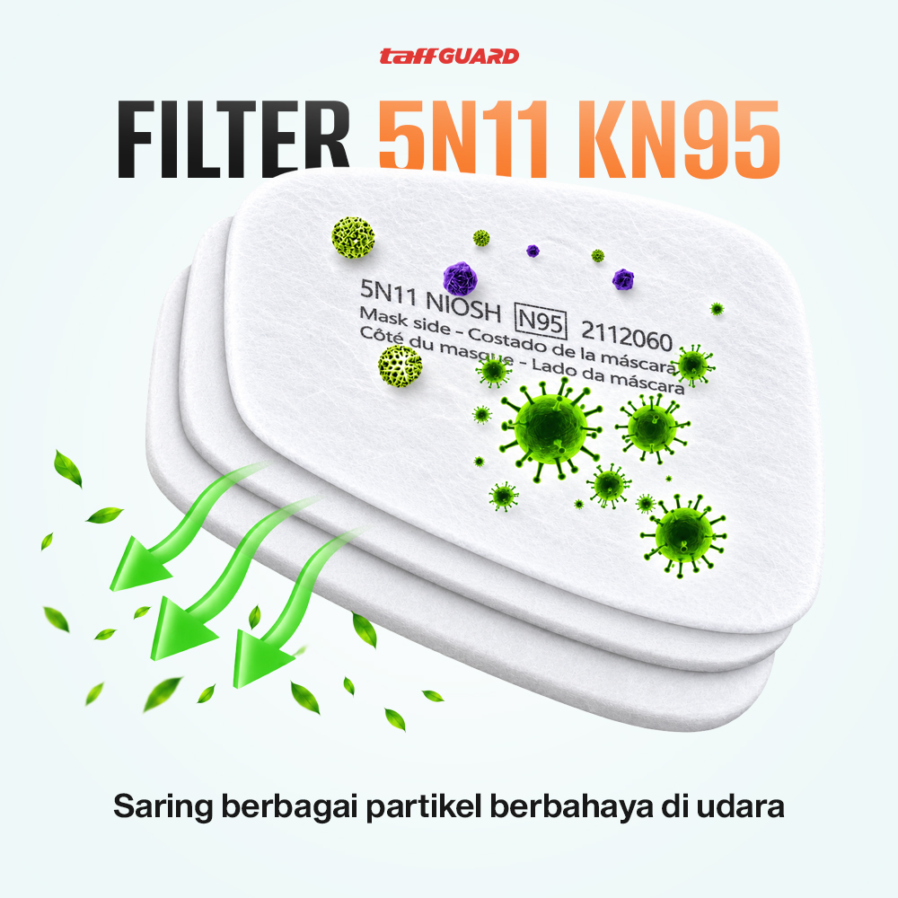 Gambar produk TaffGUARD Filter Masker Gas Respirator Cotton 6200 5N11 KN95 10PCS - KA-5N11 - 1