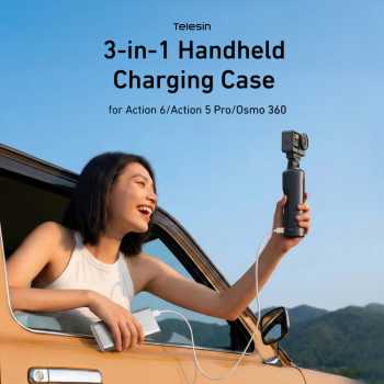 TELESIN Battery Handle PD Fast Charging Tripod Monopod 3in1 IPX4 18W - Black