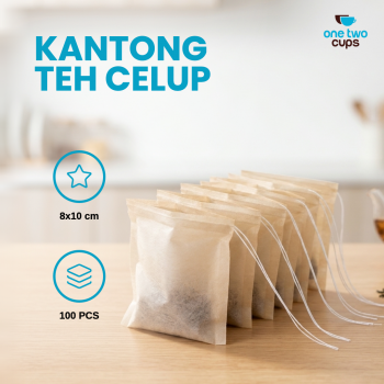 One Two Cups Kantong Teh Celup Saringan Tea Bag Disposable 100 PCS - 8x10cm Brown