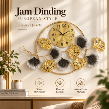 TaffHOME Jam Dinding European Style Quartz Luxury Silent Movement 85cm - 2281C
