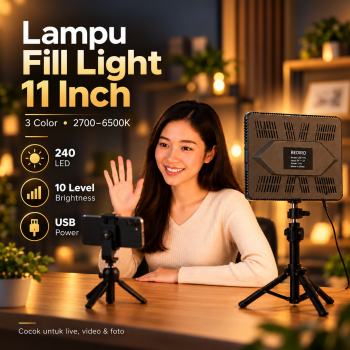 BEDIRO Lampu Video LED 11 Inch Live Broadcast Fill Light USB 3 Color - Black