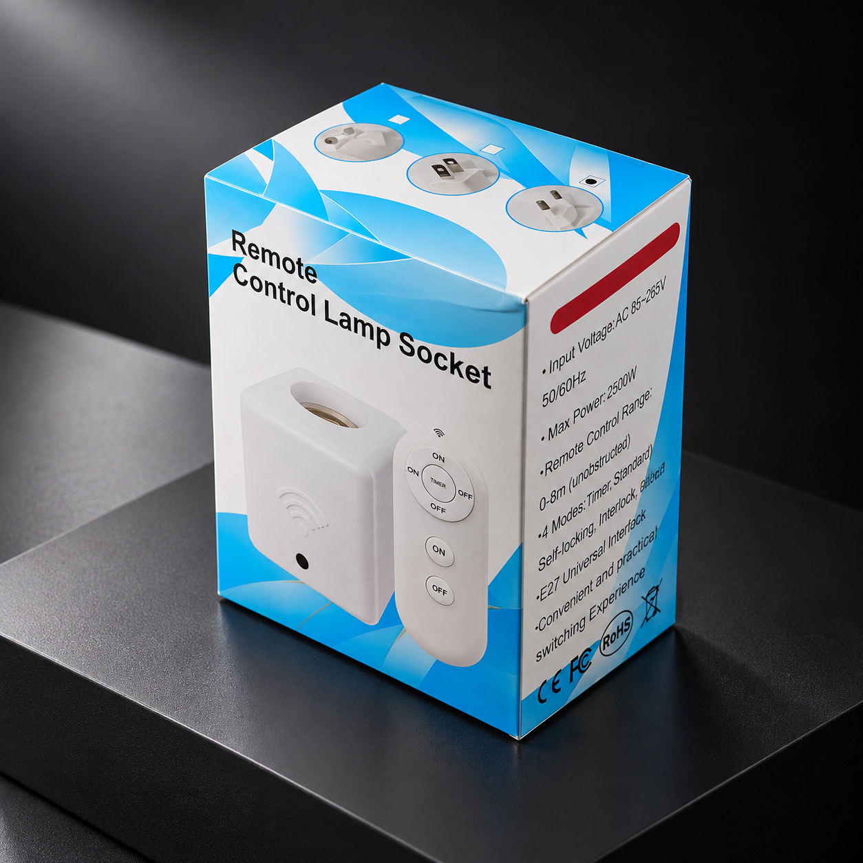 Gambar produk TaffLED Fitting Lampu Dinding Smart Adapter Remote EU Plug E27 220 V - GN-265 - Kemasan
