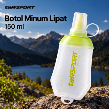 TaffSPORT Botol Minum Lipat Soft Flask Foldable Water Bottle Sport TPU - 150ml Light Green