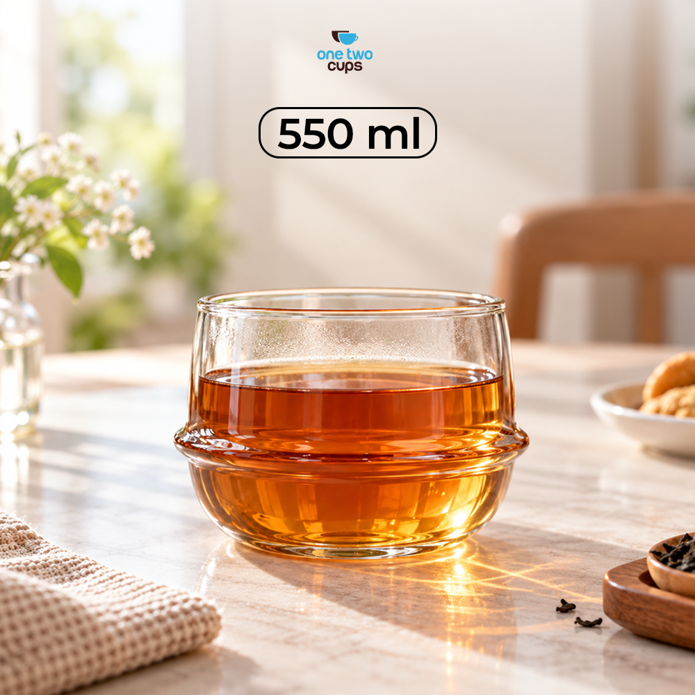Gambar produk One Two Cups Gelas Kaca Aesthetic Kopi Teh Double Wall Glass 550ml - PLY1710 - Utama