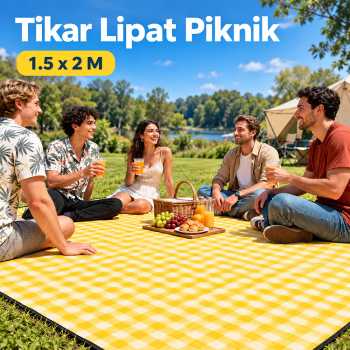 Autox Tikar Lipat Matras Piknik Aluminium Foil Folding Waterproof - 1.5x2M Yellow