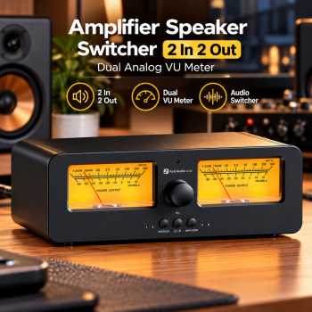 Fosi Audio Amplifier Speaker Switcher 2 In 2 Out Dual Analog VU Meter - LC30