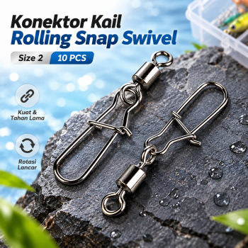 Gambar produk TaffSPORT Rolling Snap Swivel Kili Kili Pancing Konektor Kail 2 10 PCS - S20