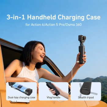 Gambar produk TELESIN Battery Handle PD Fast Charging Tripod Monopod 3in1 IPX4 18W - S0-BCG-44