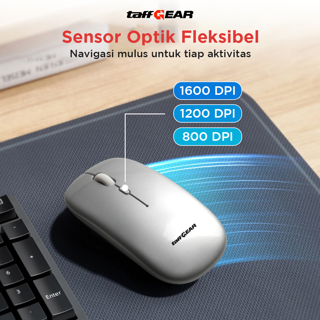 Gambar produk TaffGEAR Mouse Wireless Bluetooth Optical 2.4GHz Silent Click 1600DPI - M8120G - 3