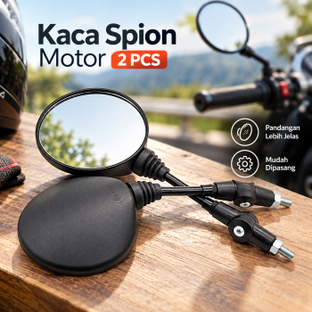 Gambar produk OTOHEROES Kaca Spion Motor Model Bulat Bike Rearview Mirror Round 2PCS - HSJ-20004