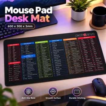 TaffGEAR Mouse Pad Keyboard Shortcut Anti Slip Desk Mat 600x300x3mm - MOS003