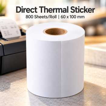 Direct Thermal Kertas Sticker Label Barcode Print 60x100mm 1 PCS - White