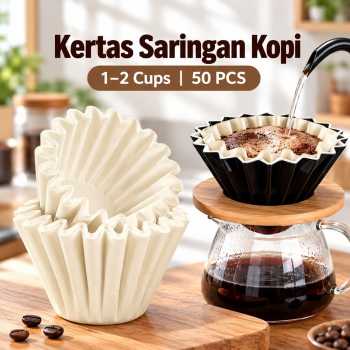 Gambar produk Timemo Kertas Saringan Kopi Wave Filter Paper V60 1-2 Cups 50 PCS - W15