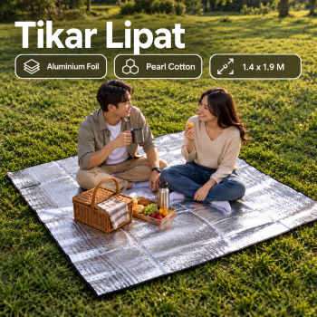 Berlune Tikar Lipat Matras Piknik Aluminium Foil Waterproof Mat - 1.4x1.9M Silver