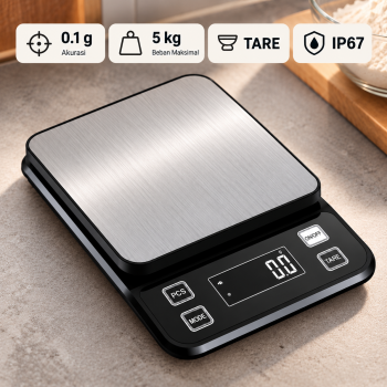 Howei Timbangan Dapur Digital Scale Kitchen Battery IP67 0.1g 5kg - Black