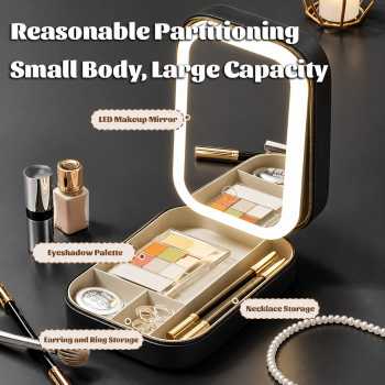 Gambar produk SNUGUG Tas Cermin Kosmetik Make Up Travel Organizer Bag LED Mirror - S-0H