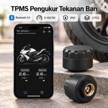 GUTA TPMS Pengukur Tekanan Ban Motor Bluetooth Tire Pressure Monitor - Black