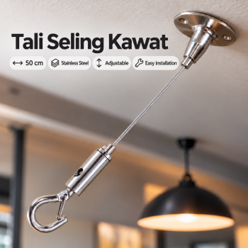 Urju Tali Seling Kawat Lampu Gantung Stainless Steel Wire Rope - 50cm Silver