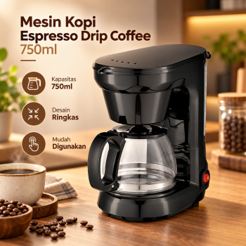 One Two Cups Mesin Kopi Espresso Semi Otomatis Drip Coffee Maker 750ml - CM-102