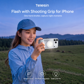 Gambar produk TELESIN FunShot Magnetic Camera Grip with Fill Light 3 Color 1000mAh - P5-MP-006WH