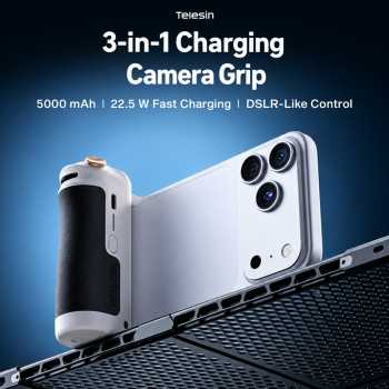 TELESIN Handle Selfie Grip Phone Shutter Charging 3in1 5000mAh - Black