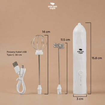 Gambar produk One Two Cups Hand Mixer Mini Pengocok Telur Milk Frother USB Type C - HMW10 - 7