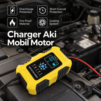 FOXSUR Charger Aki Mobil Motor Intelligent Battery Charger 12/24V 10A - Yellow