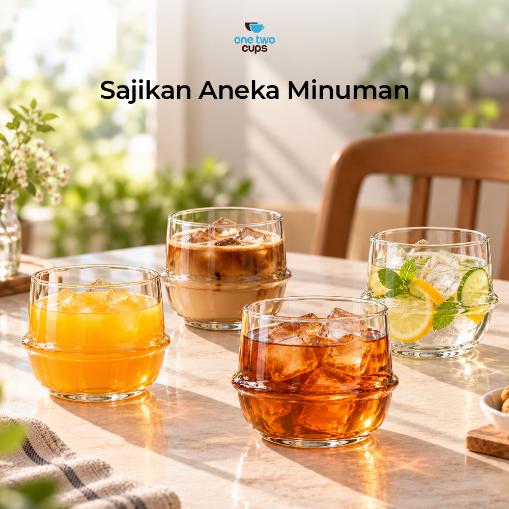 Gambar produk One Two Cups Gelas Kaca Aesthetic Kopi Teh Double Wall Glass 550ml - PLY1710 - 4