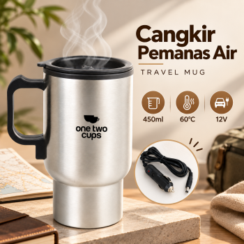 Gambar produk One Two Cups Cangkir Pemanas Air Elektrik Mobil Travel Mug 450ml - NJ88