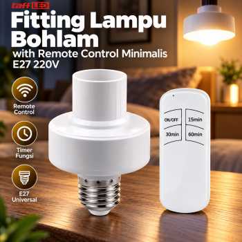TaffLED Fitting Lampu Bohlam with Remote Control Minimalis E27 220V - White
