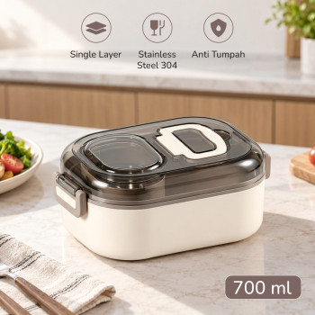 Max Kotak Makan Anti Tumpah Lunch Box Stainless Steel 304 with Spoon - SM45