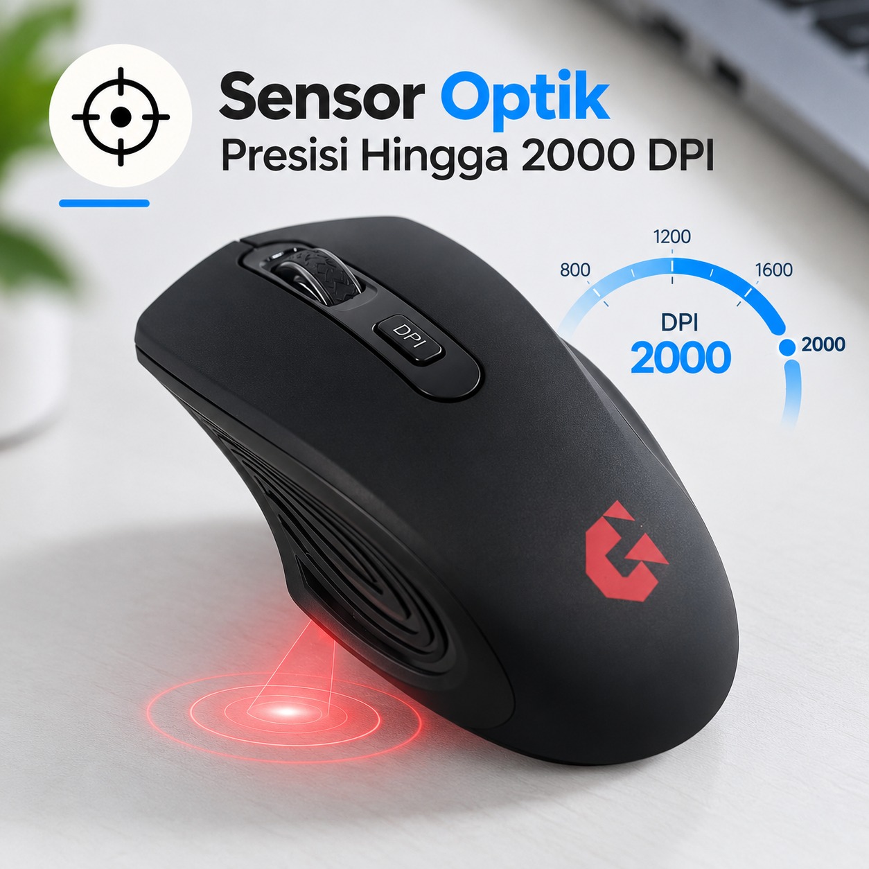 Gambar produk TaffGEAR Mouse Gaming Wireless Optical 2.4GHz Ergonomic 4 Key 2000DPI Silent Version - G-1800 - 6