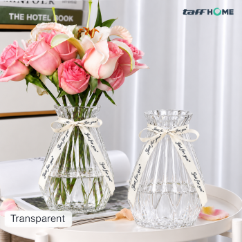TaffHOME Vas Bunga Kaca Estetik Crystal Ribbon Flower Vase - P-02