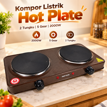 Gambar produk TaffHOME Kompor Listrik 2 Tungku Electric Furnace Dual Hot Plate 2000W - SHP-5814