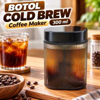 TRENDY Botol Cold Brew Coffee Maker Filter Hot and Cold 300ml - Black