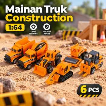 Gambar produk Mainan Mobil-Mobilan Truk Construction 1:64 6 PCS - TH600