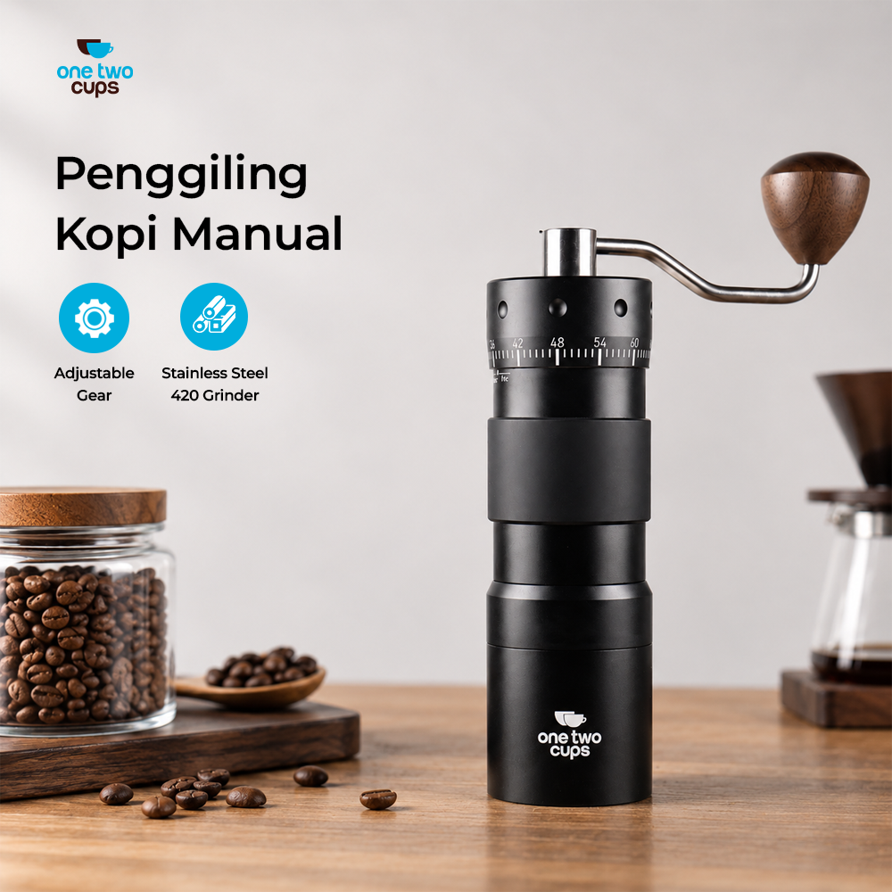 Gambar produk One Two Cups Alat Penggiling Kopi Manual Grinder Stainless Core 72Gear - R50 - Utama