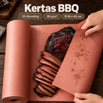 BERQIU Kertas BBQ Butcher Paper Food Grade Oil Absorber Roll - 10Mx40cm Pink