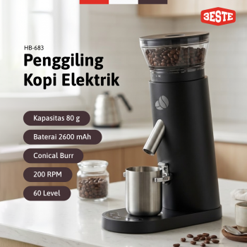 Trieste Penggiling Kopi Elektrik Coffee Conical Grinder 2600mAh 110W - HB-683